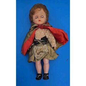 Vtg Roddy Doll Made In England Short Red Curly Hair Blue Eyes Cinderella Shoes